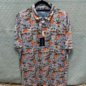 Jos. A. Bank Tropical Print Polo - Blue and Orange